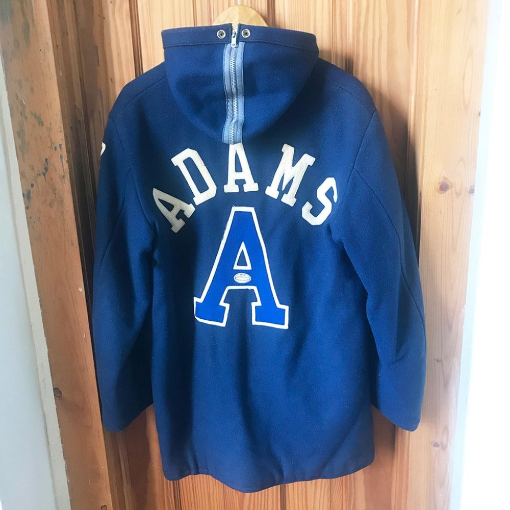 Vintage Wool Hooded Varsity Jacket from 1965 Navy
